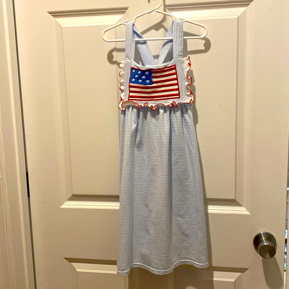Classic Whimsy American Flag Dress Girls Size 7